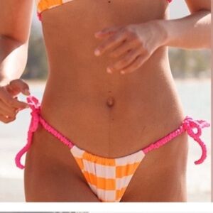 Aerie Scrunchie Tie Triangle Bikini Top in Orange Spice Size XS Women's